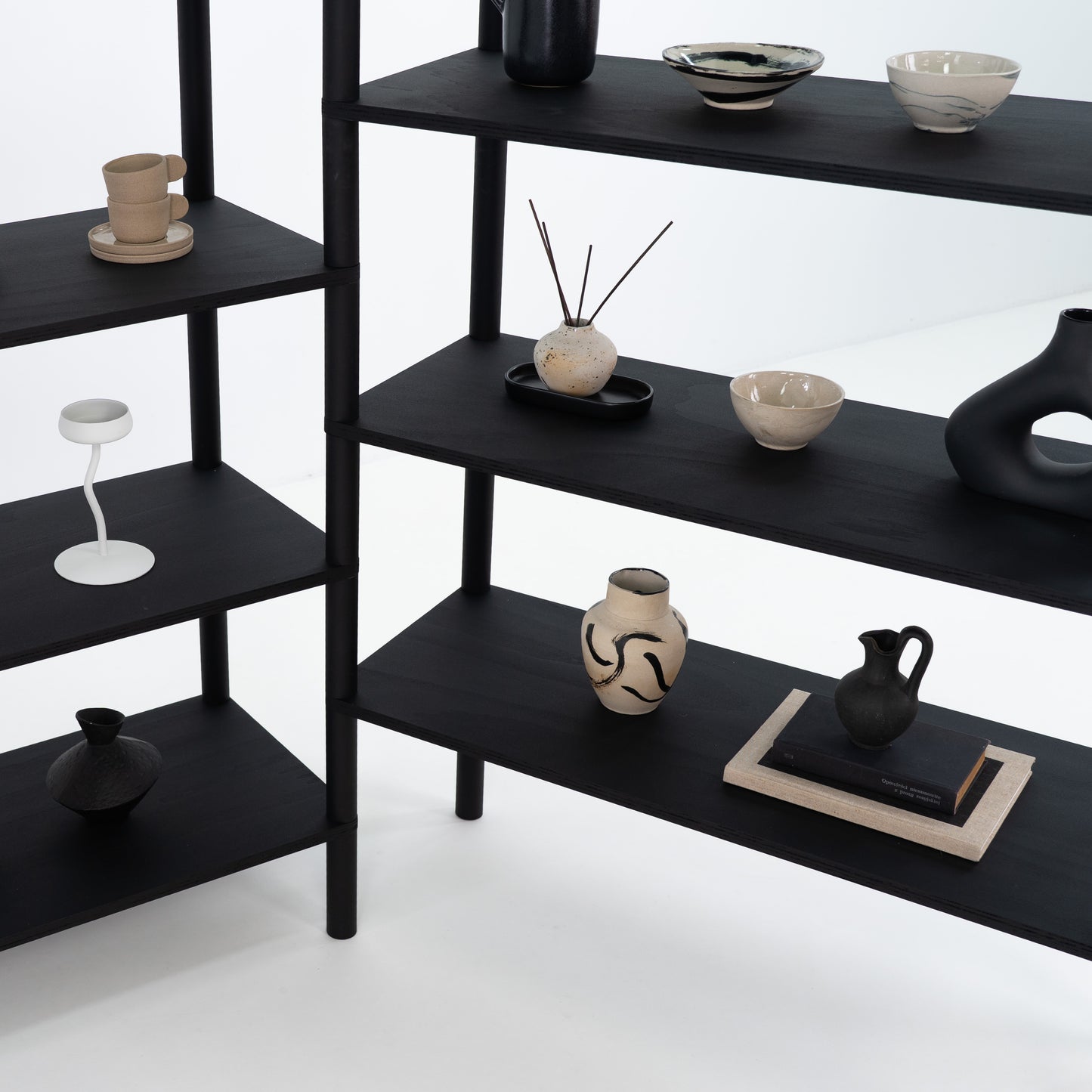 Double shelving unit BS-02-B-BL | black color