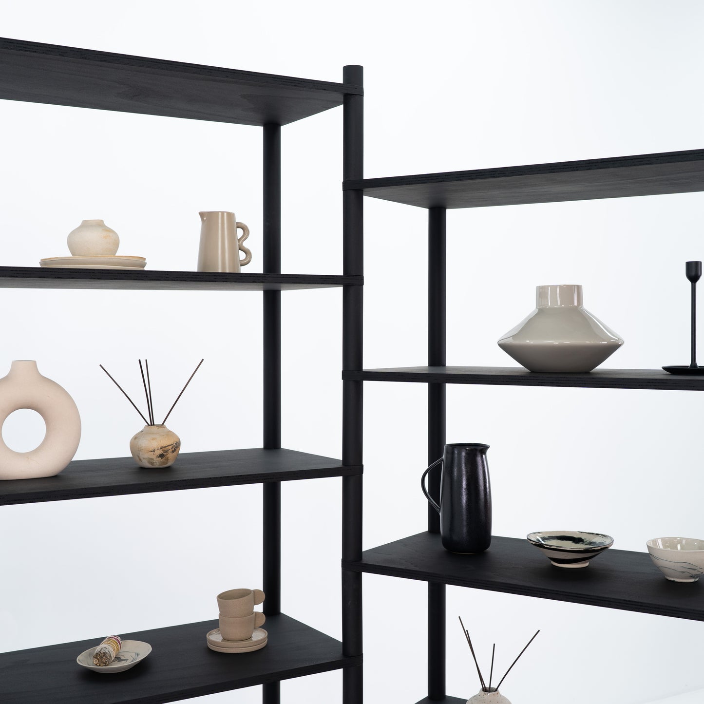 Double shelving unit BS-02-B-BL | black color