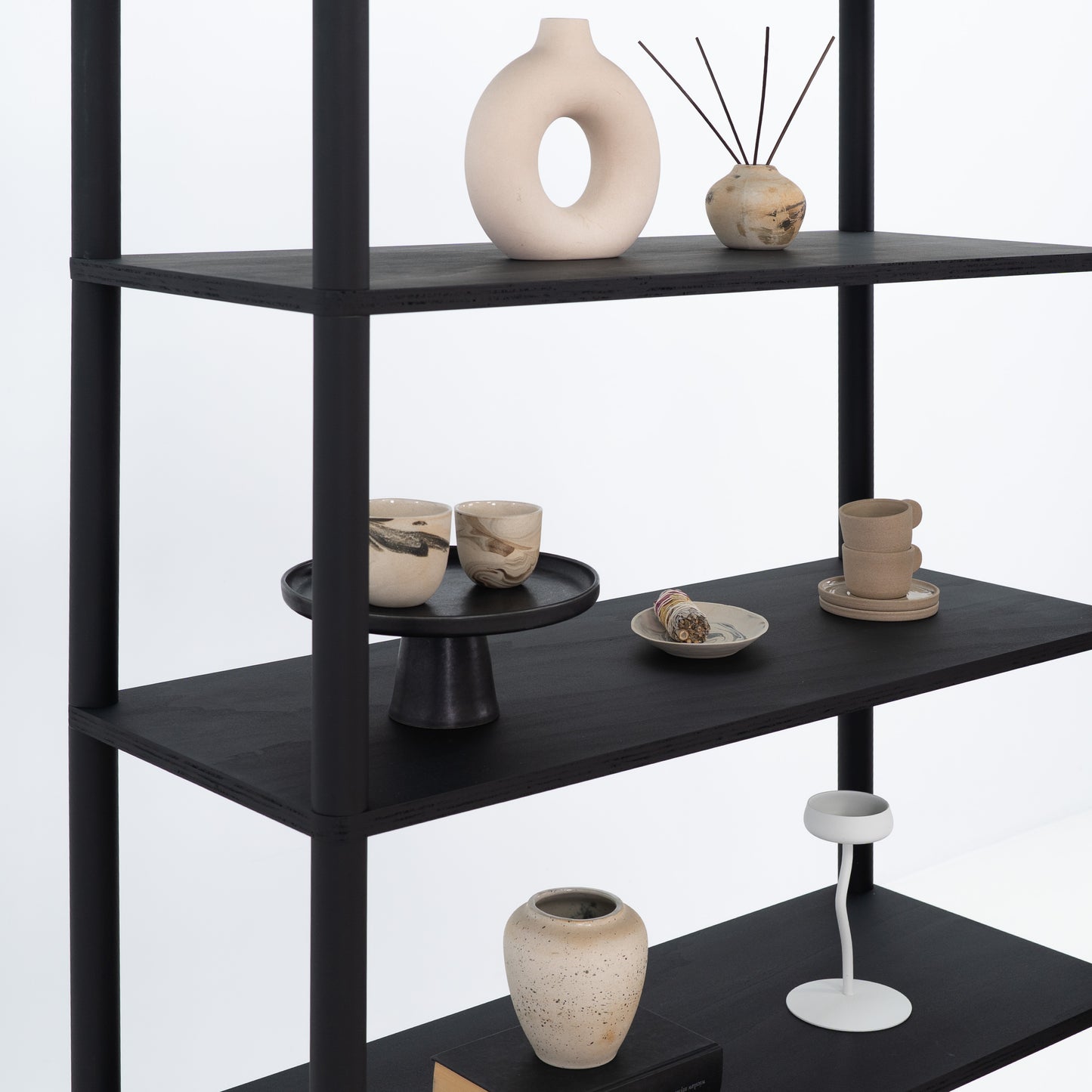 Double shelving unit BS-02-B-BL | black color
