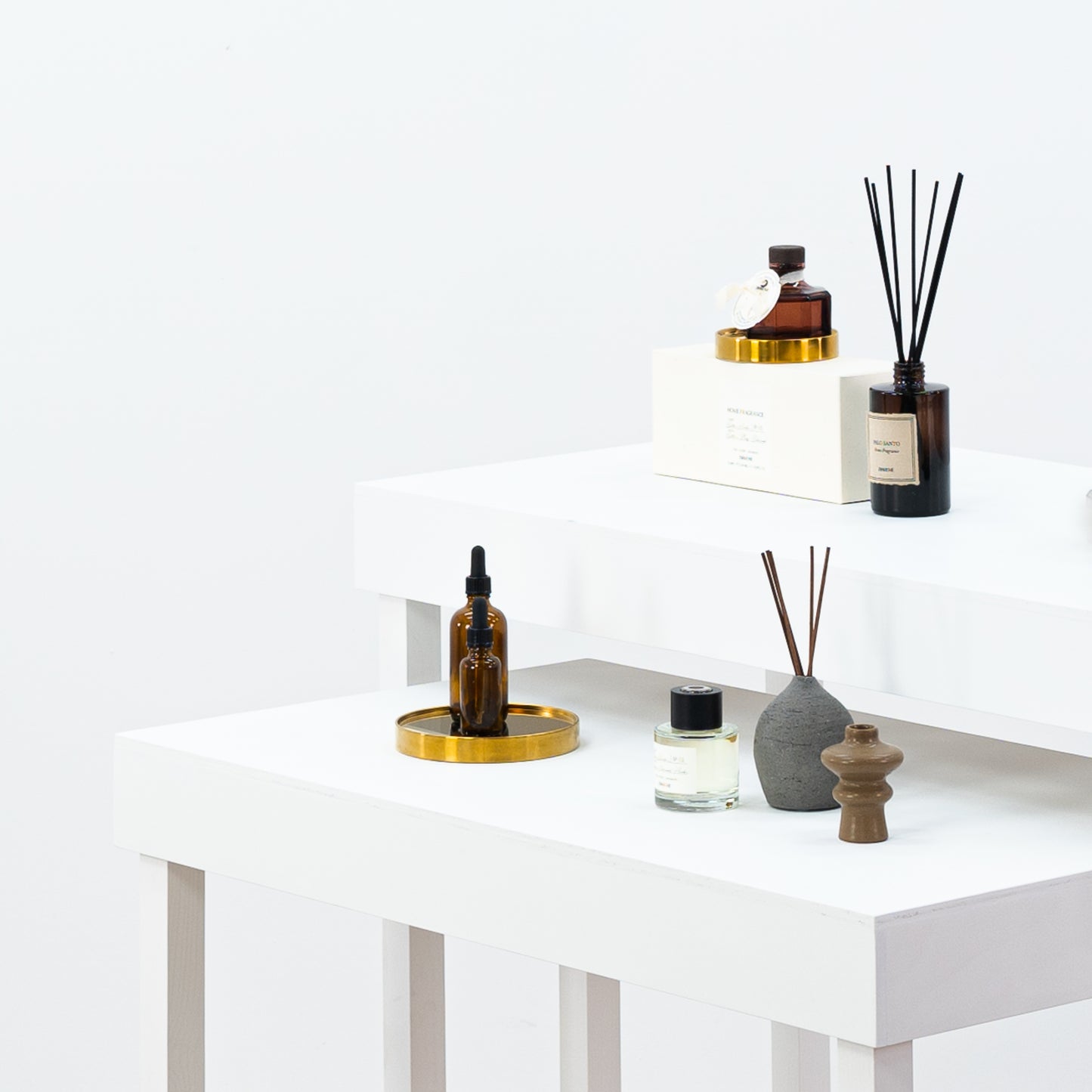 White wooden tables for pop-up shops and sampling stations