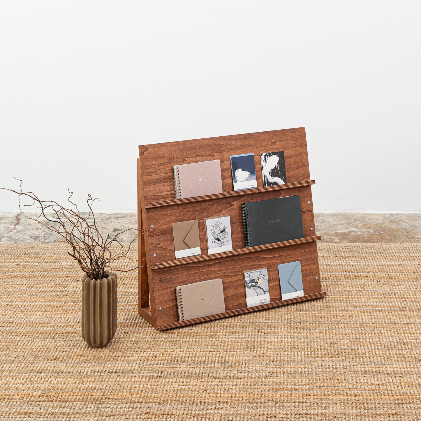 foldable wooden display stand for trade fairs and markets