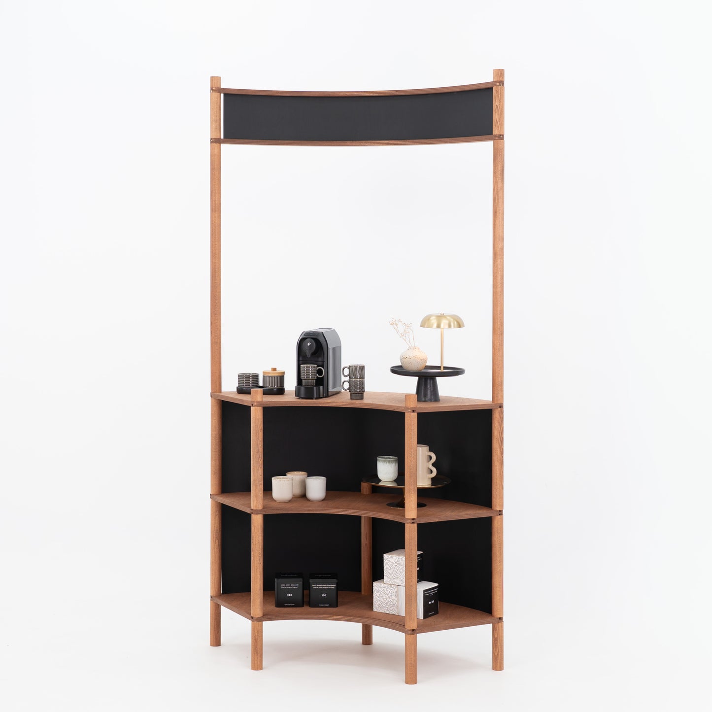 Support de service client en bois courbé BC-07-CF | café + couleur personnalisée