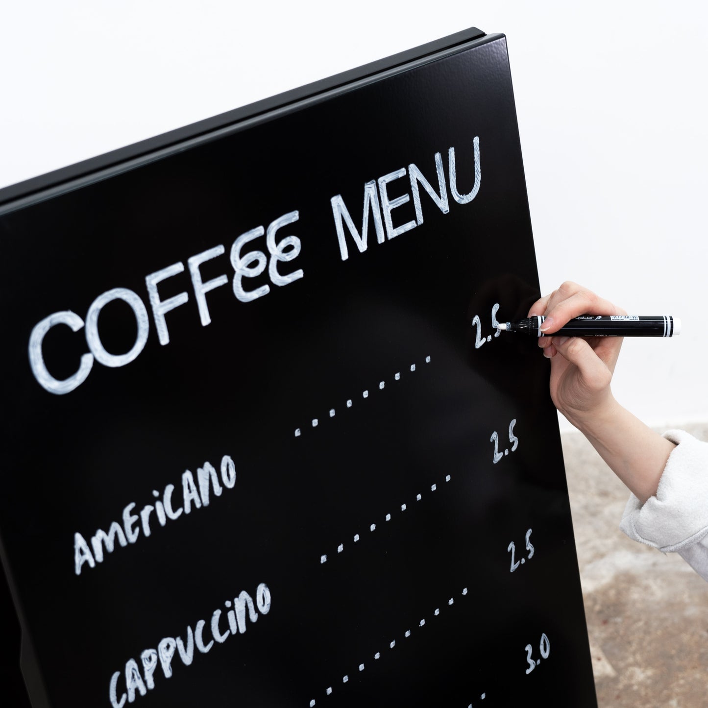 Freestanding black chalk signboard