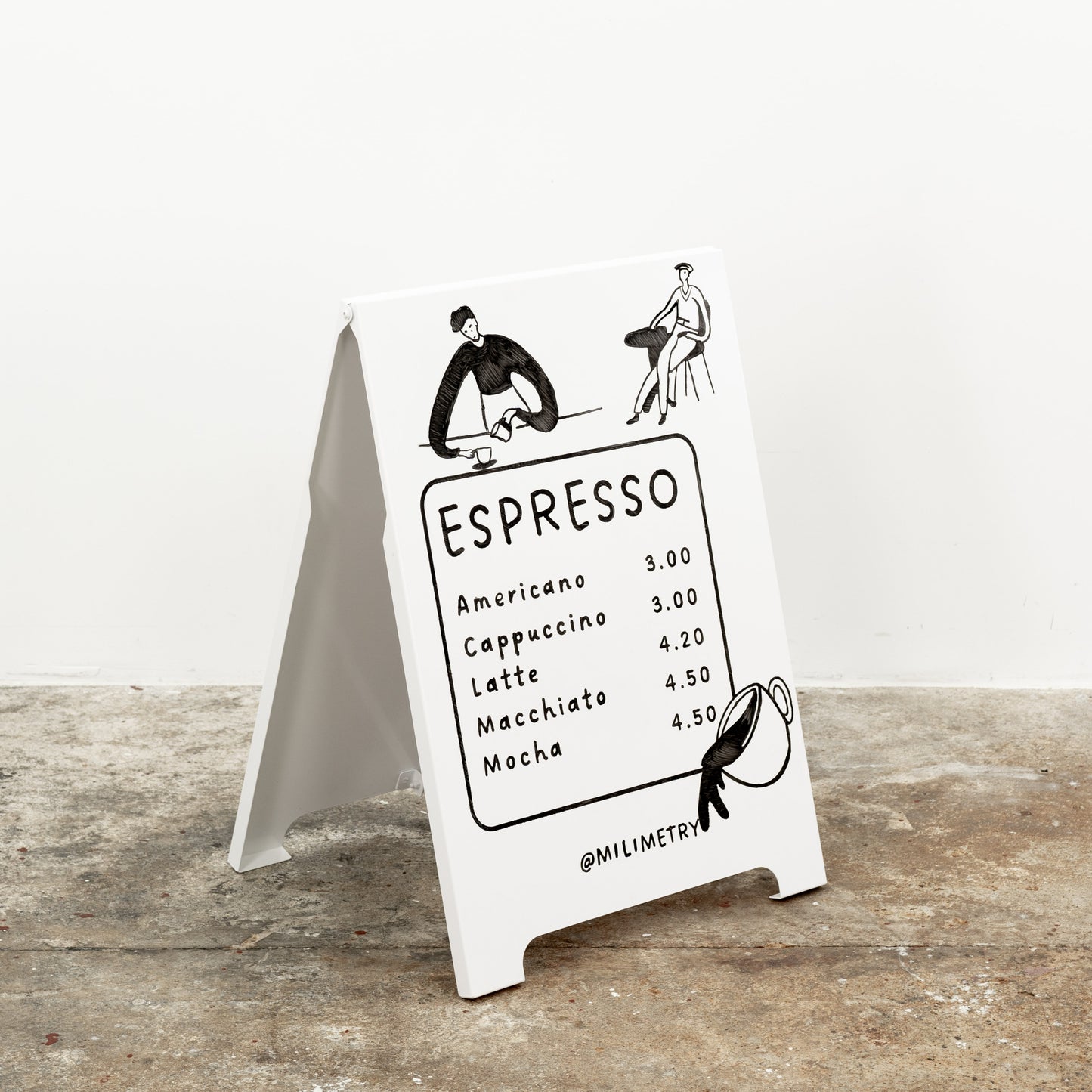 Magnetic A-frame board with white surface
