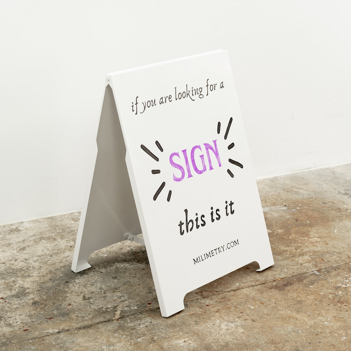 white A-frame sign for restaurants and pop-up shops
