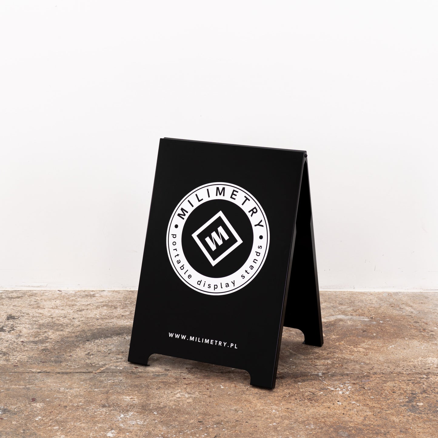 Black metal display board for promotions