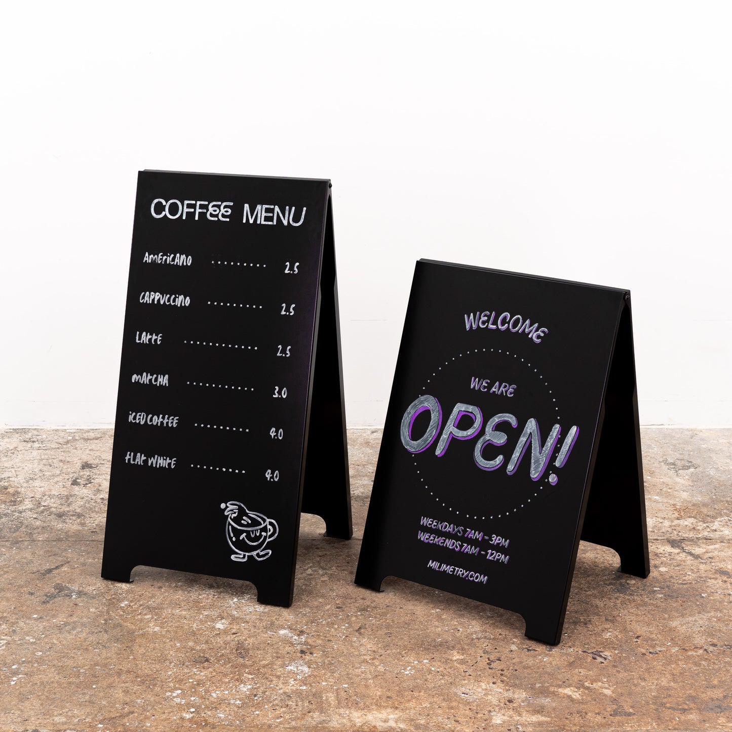 black metal sandwich board A-frame sign for businesses