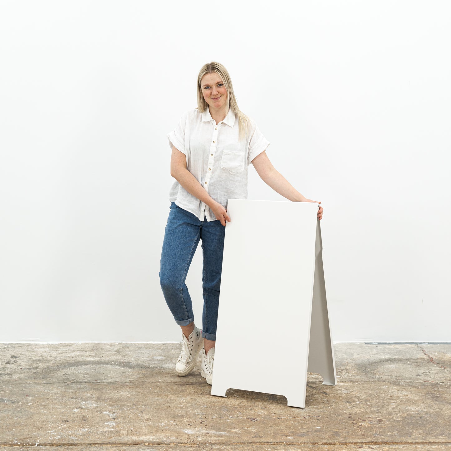 Metal outdoor sandwich board SB-A-B | white color