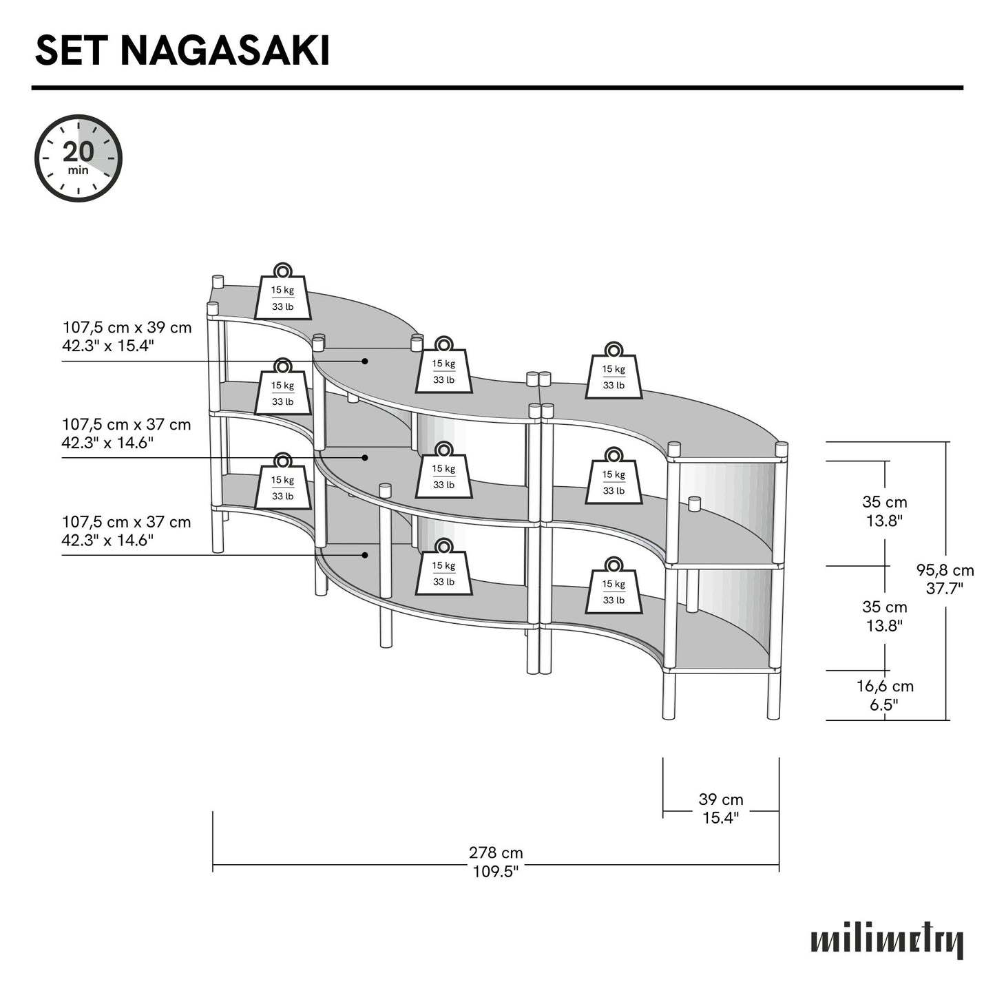 Nagasaki wellenförmig Kassentheke Bündel | natürliche Farbe