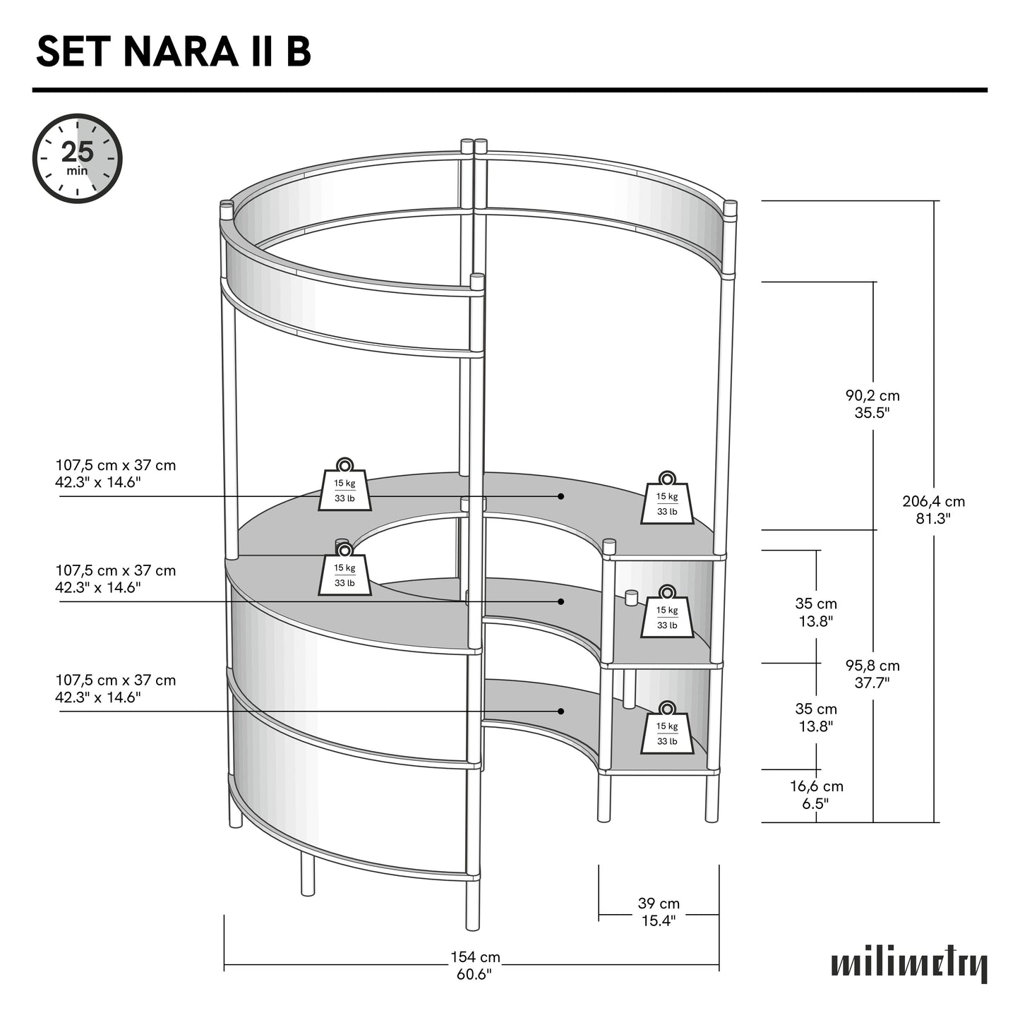 Station de service client incurvée Nara II | café + couleur personnalisée