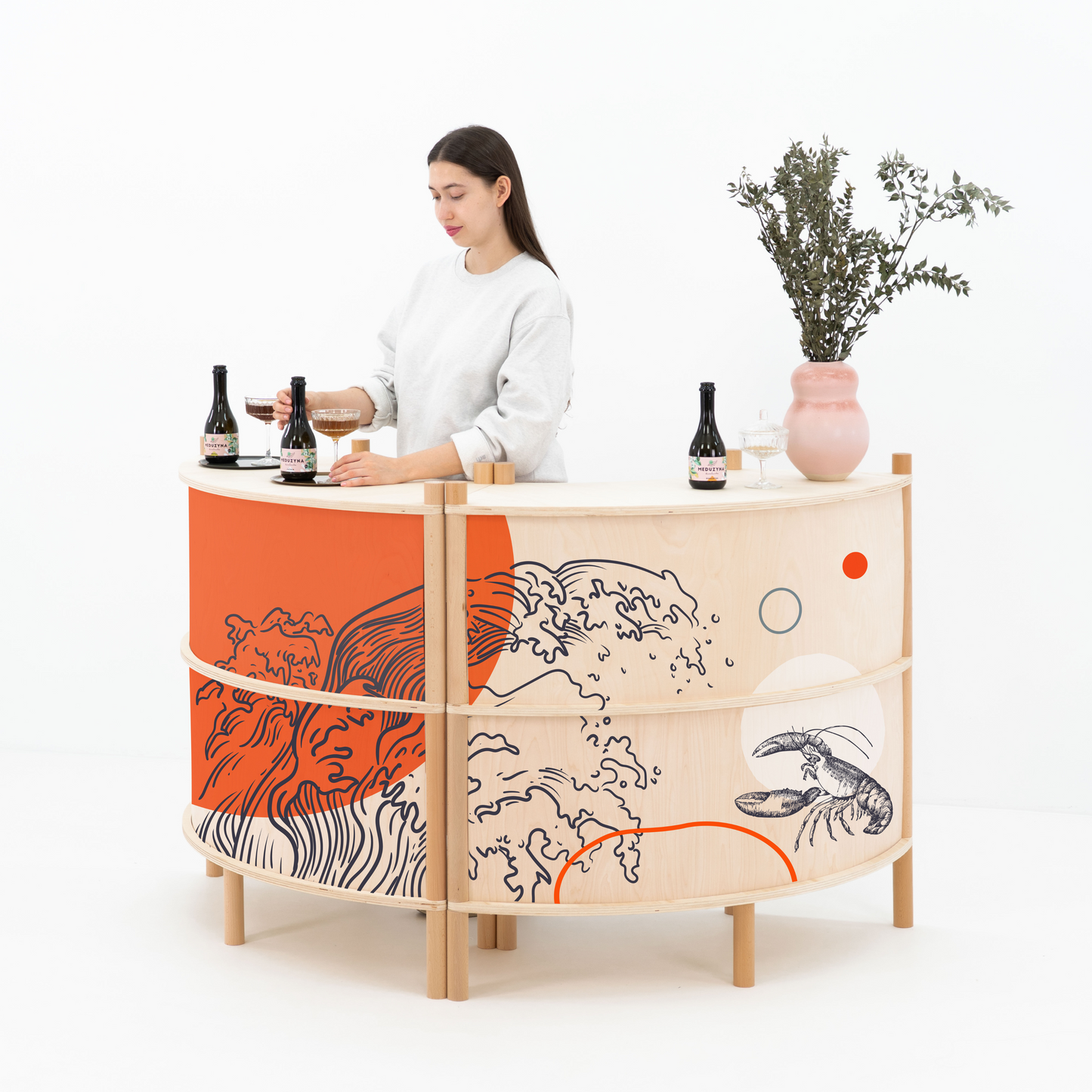 MARUMORI – modułowe okrągłe stoisko targowe | kolor naturalny