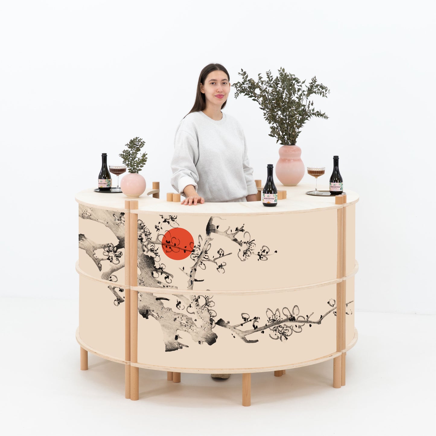 Marumori Curved Checkout Counter Bundle | natural color