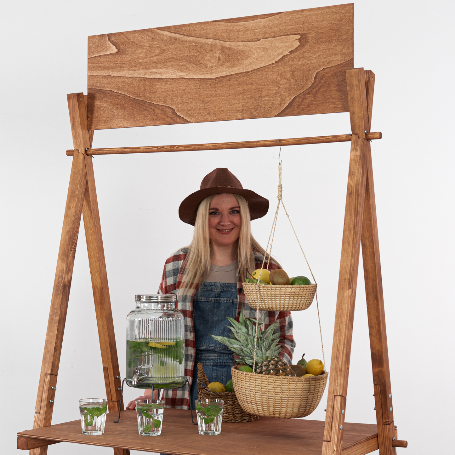 Coffee mobile market stall with fabric front panel and top branding board