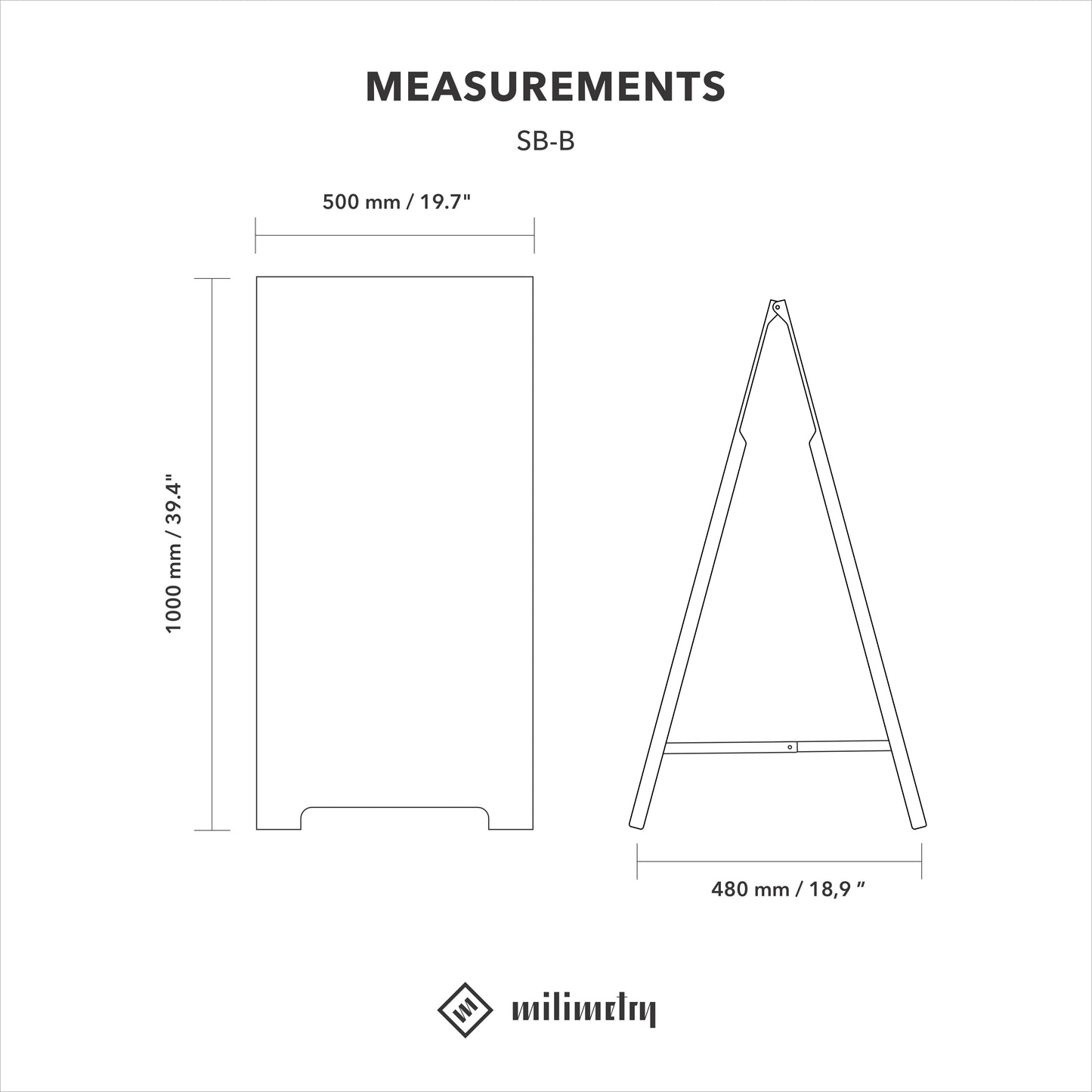 SAMPLE SALE | Outdoor A-frame board SB-B-WT, metal sandwich board, for restaurants, shops, events