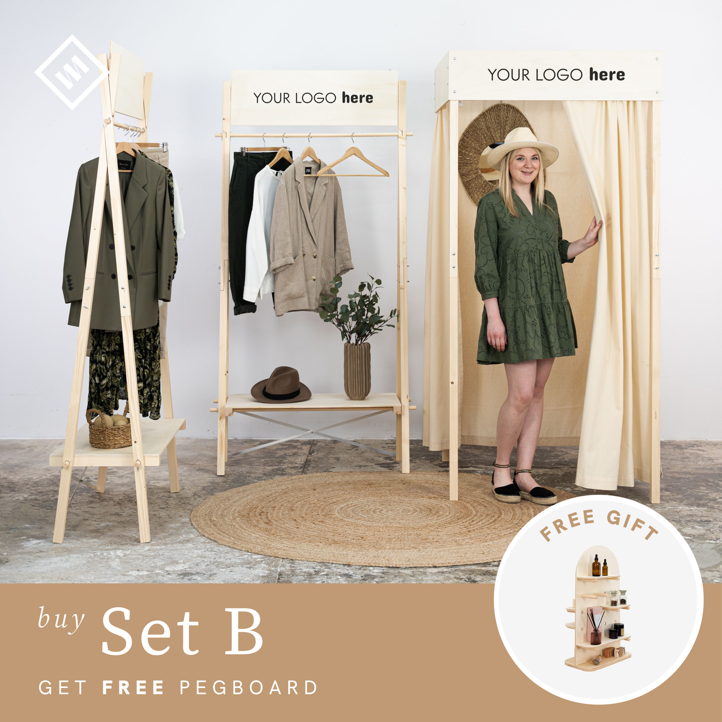 Lightweight display and fitting solution for pop-up shops