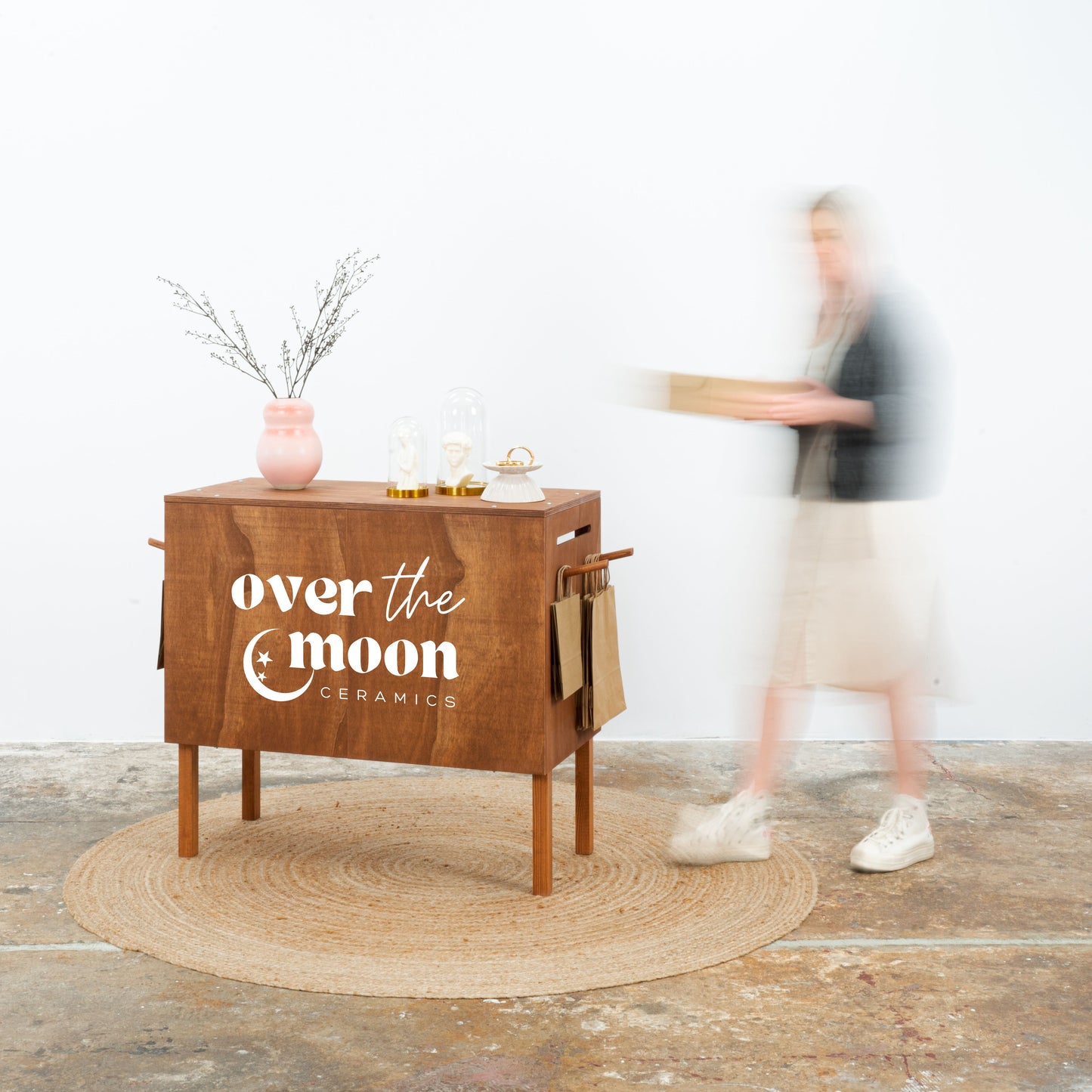 Coffee brown checkout counter for trade shows