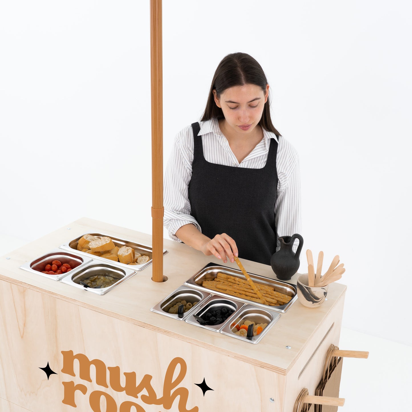 BAMBUK catering trolley designed for pop-ups, trade shows, and outdoor events