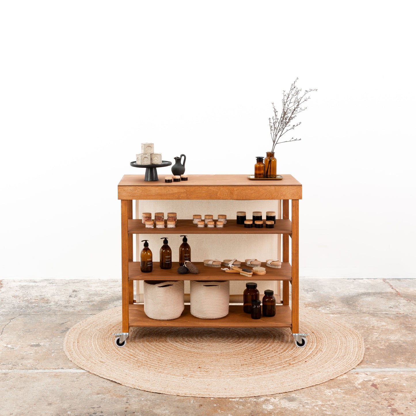 Vendor table with shelves VC-10-C-W-CF | coffee color