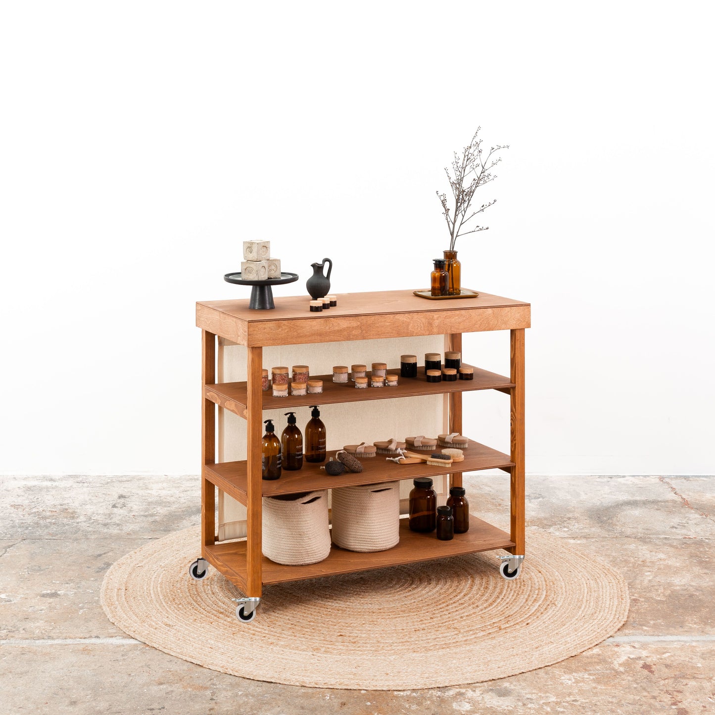 Vendor table with shelves VC-10-C-W-CF | coffee color