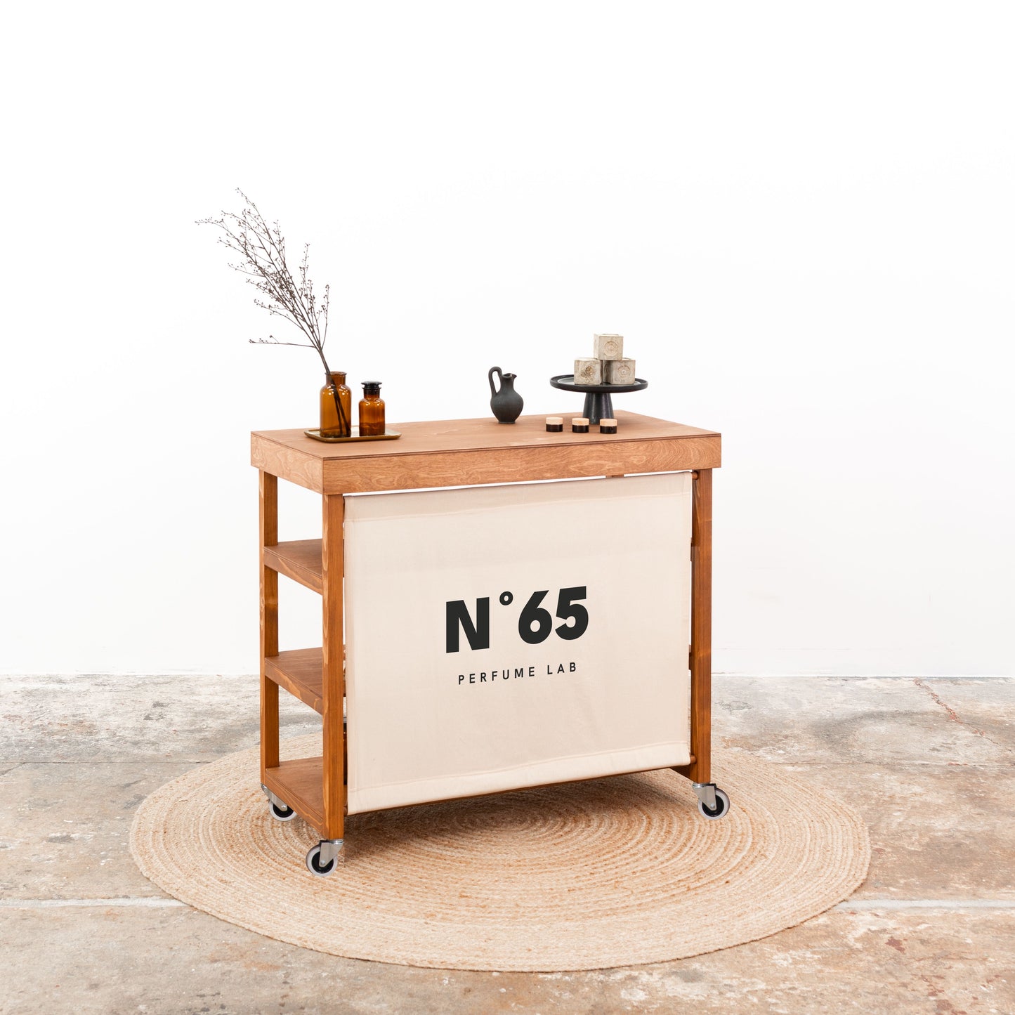Vendor table with shelves VC-10-C-W-CF | coffee color