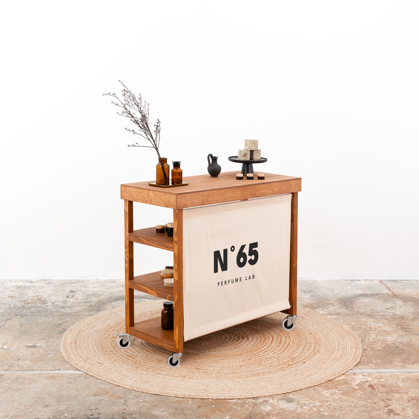 Vendor table with shelves VC-10-C-W-CF | coffee color