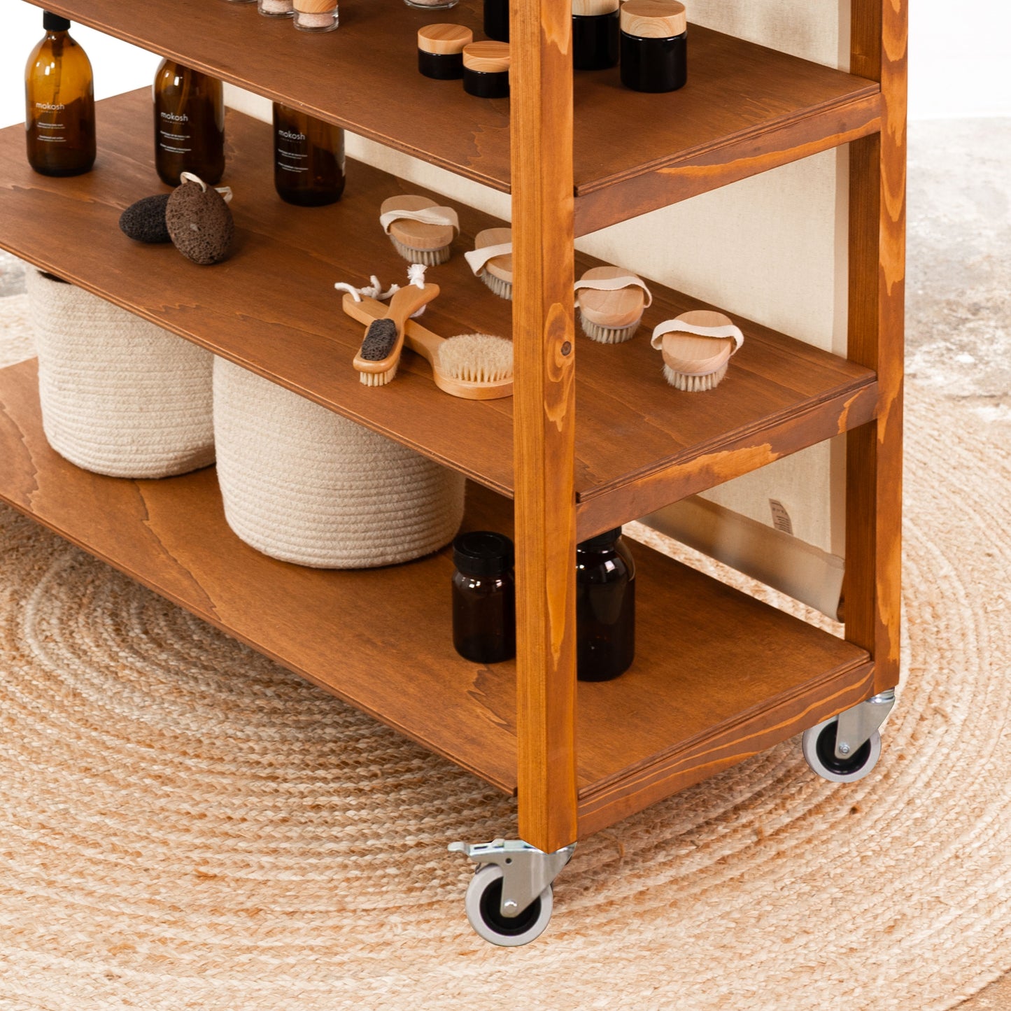 Vendor table with shelves VC-10-C-W-CF | coffee color
