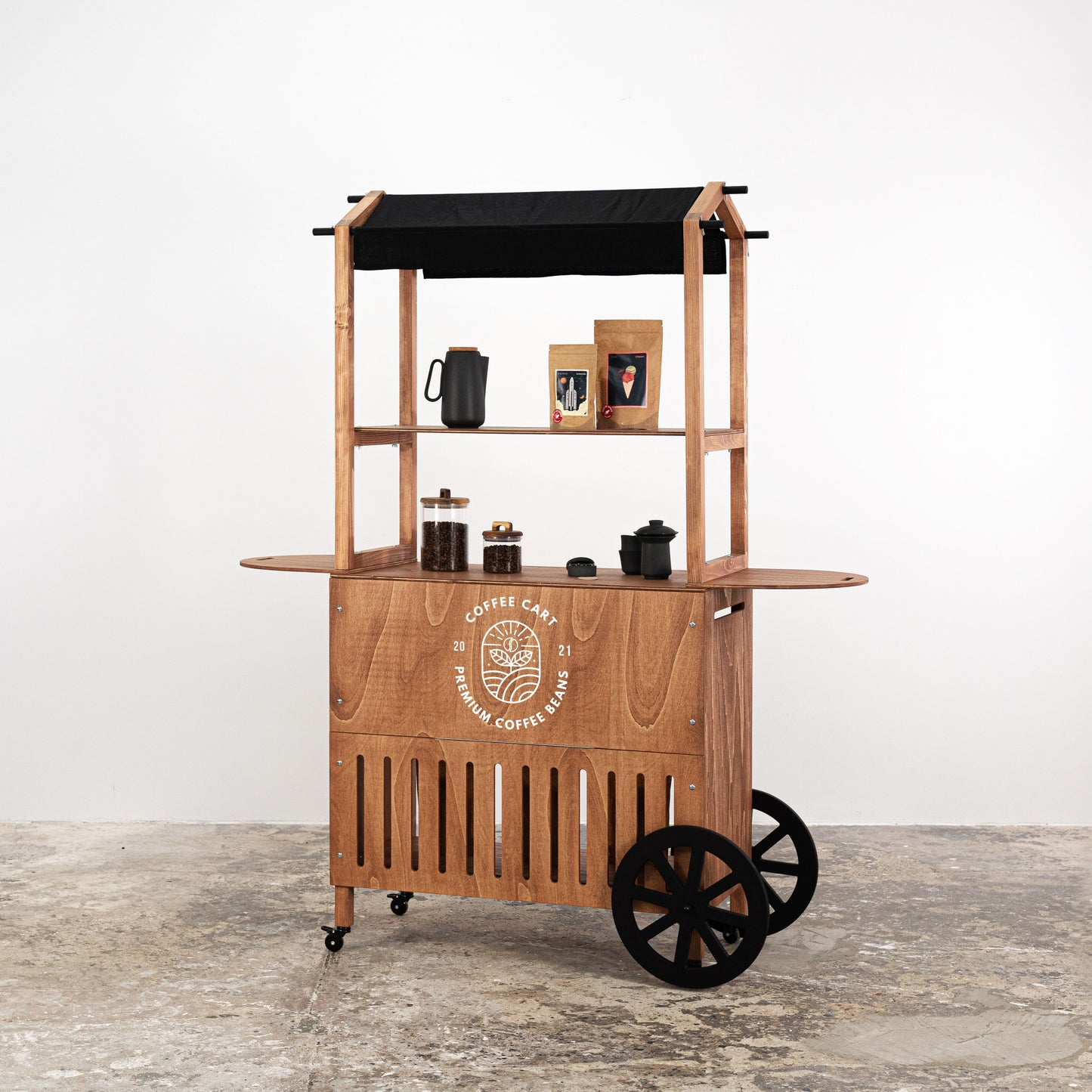 Display cart VC-11-W-CF Coffee | collapsible portable vendor display with storage