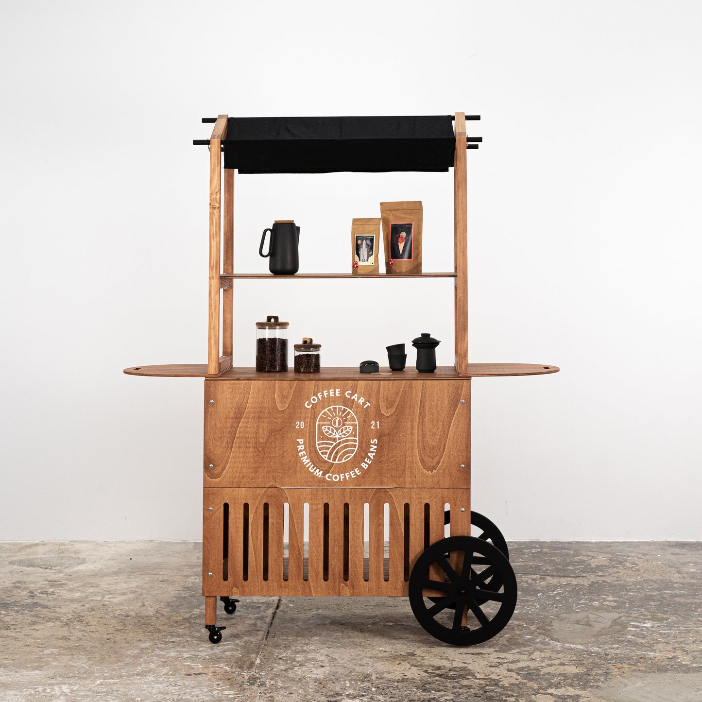 Display cart VC-11-W-CF Coffee | collapsible portable vendor display with storage