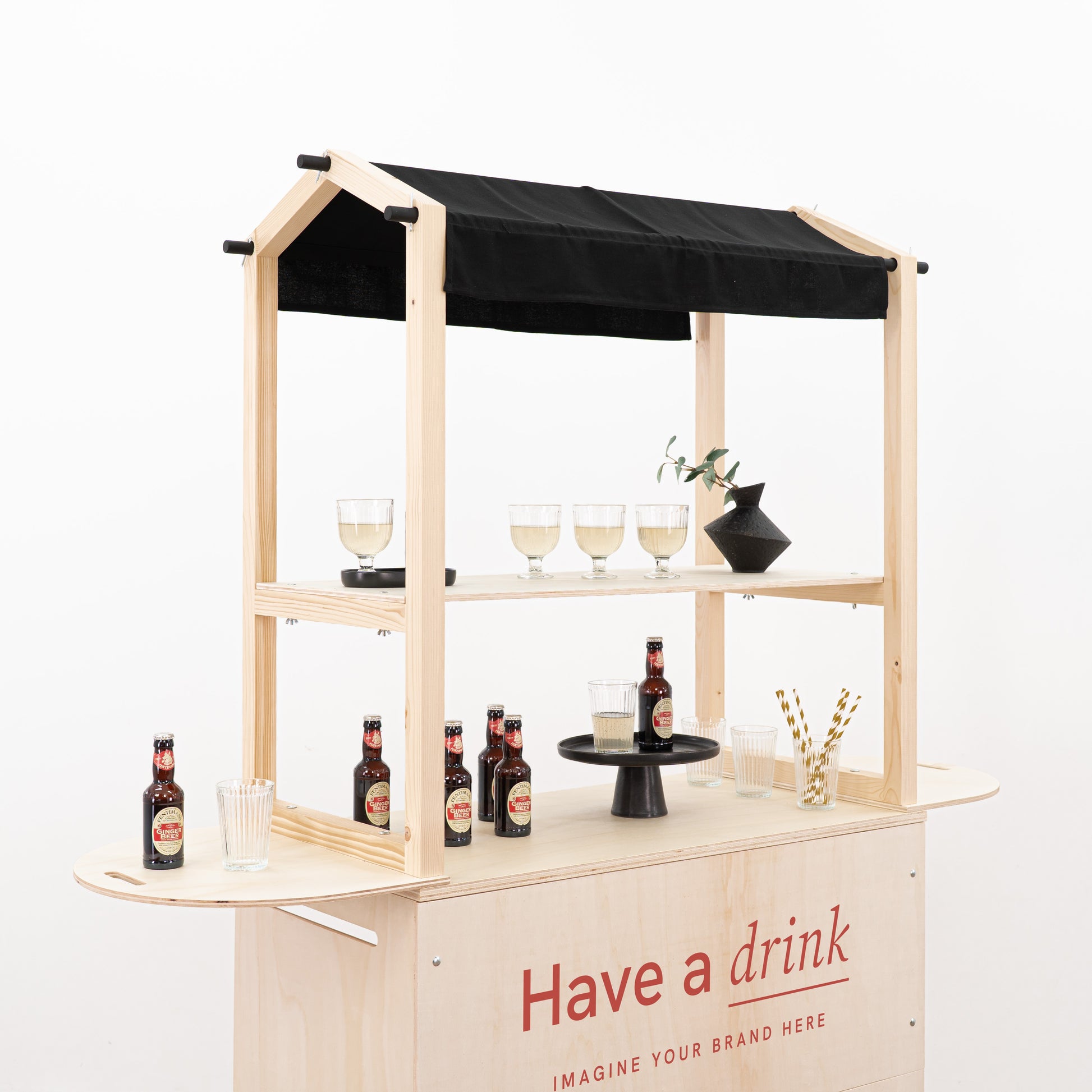 Customizable wooden cart for trade shows and promotional events