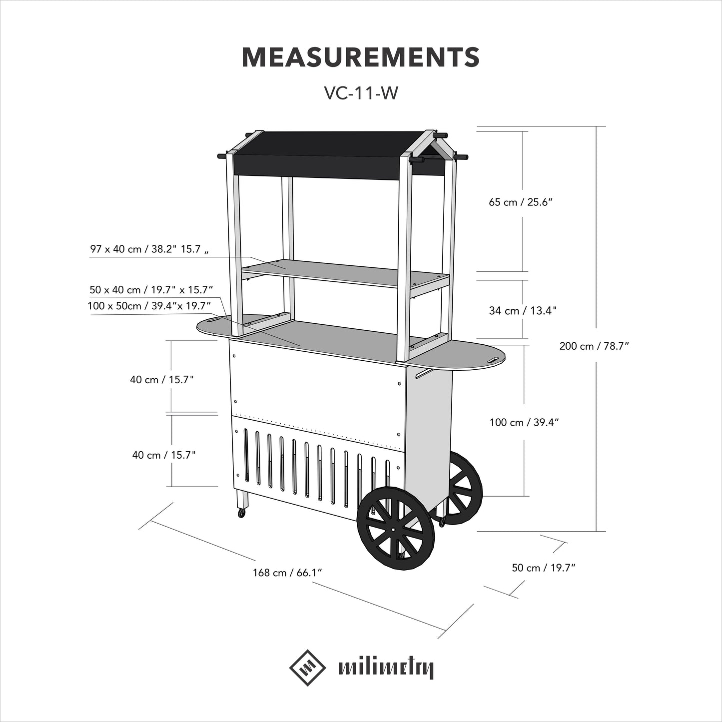 Display cart VC-11-W-BL | collapsible portable vendor display with storage