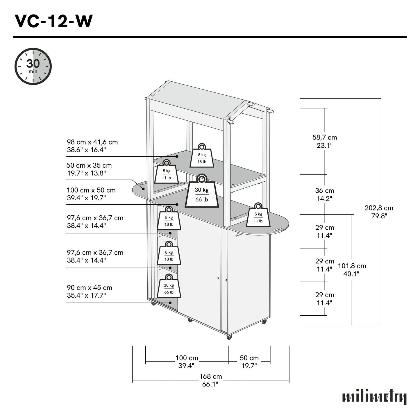 Customizable Mobile bar VC-12-W-ML | custom color
