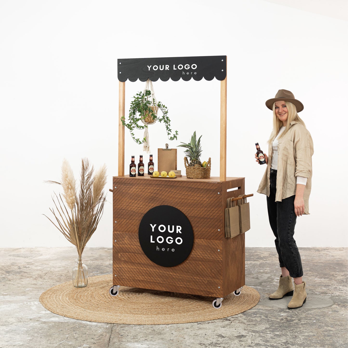 Kiosk Cart VC-16-W-E-CF | coffee and black color
