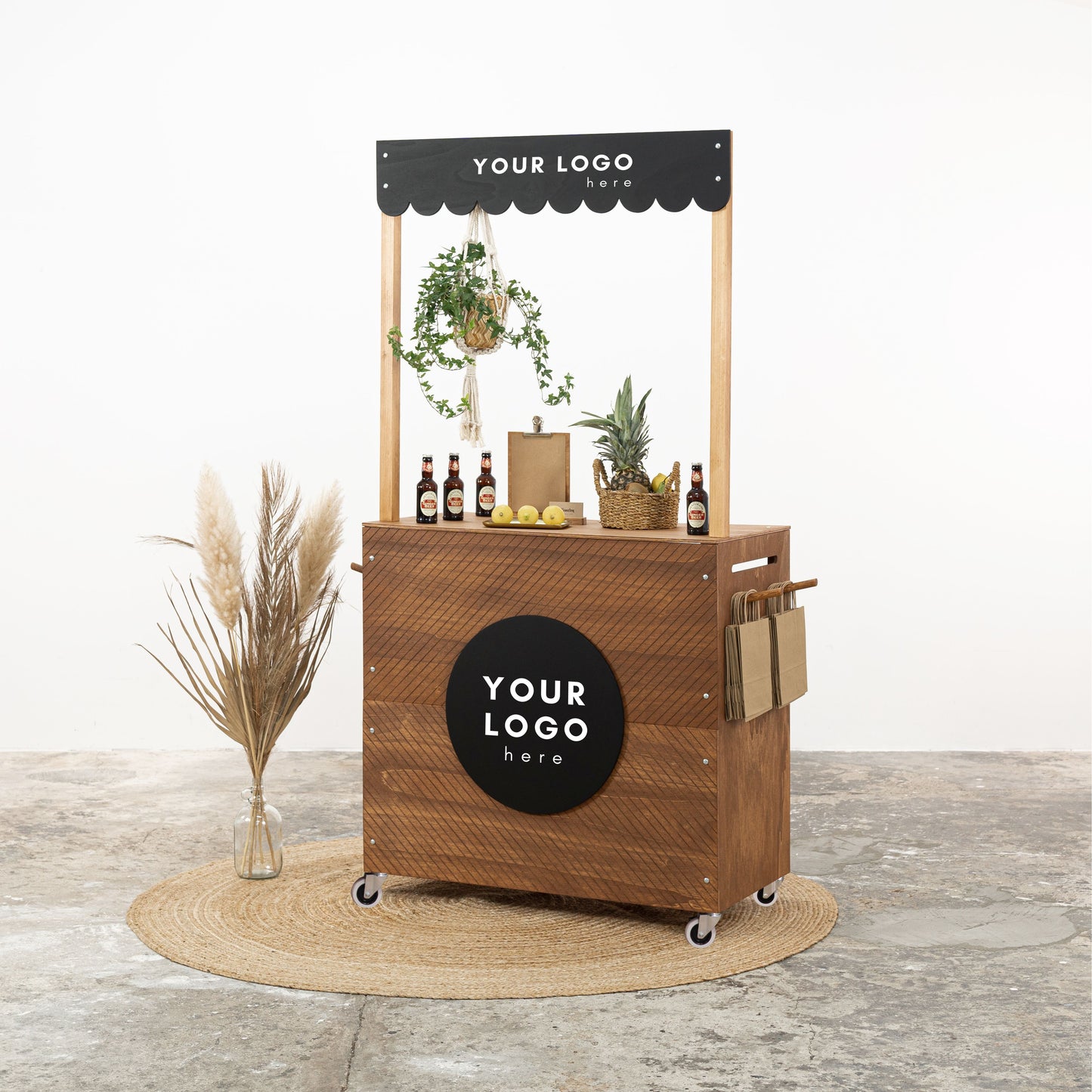 Kiosk Cart VC-16-W-E-CF | coffee and black color