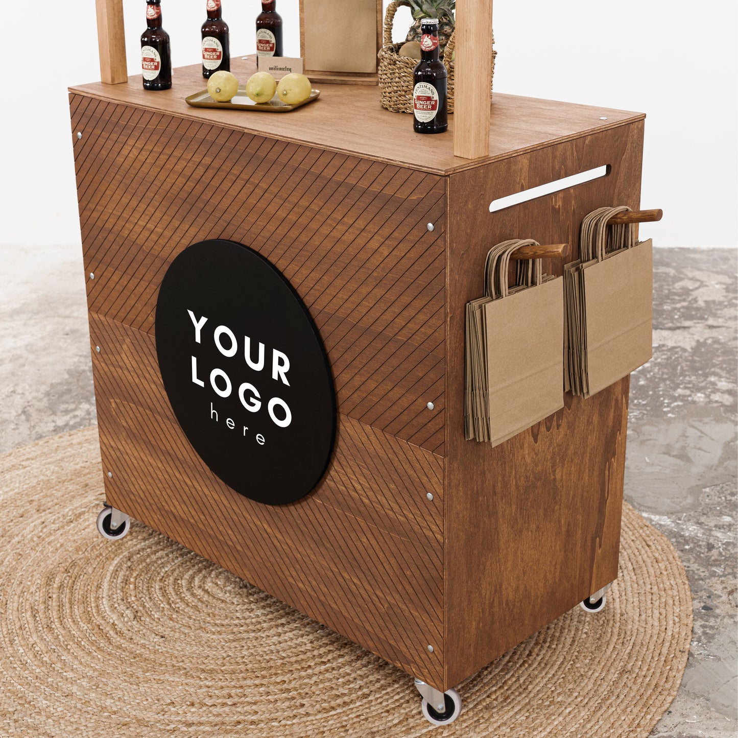 Kiosk Cart VC-16-W-E-CF | coffee and black color