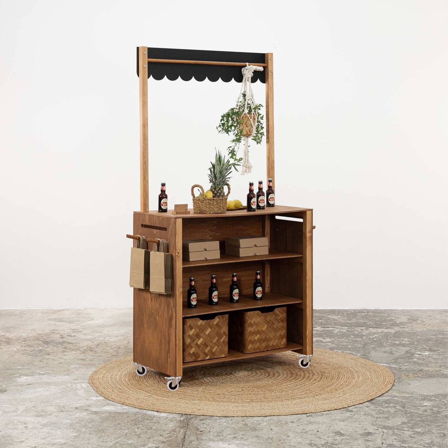 Kiosk Cart VC-16-W-E-CF | coffee and black color