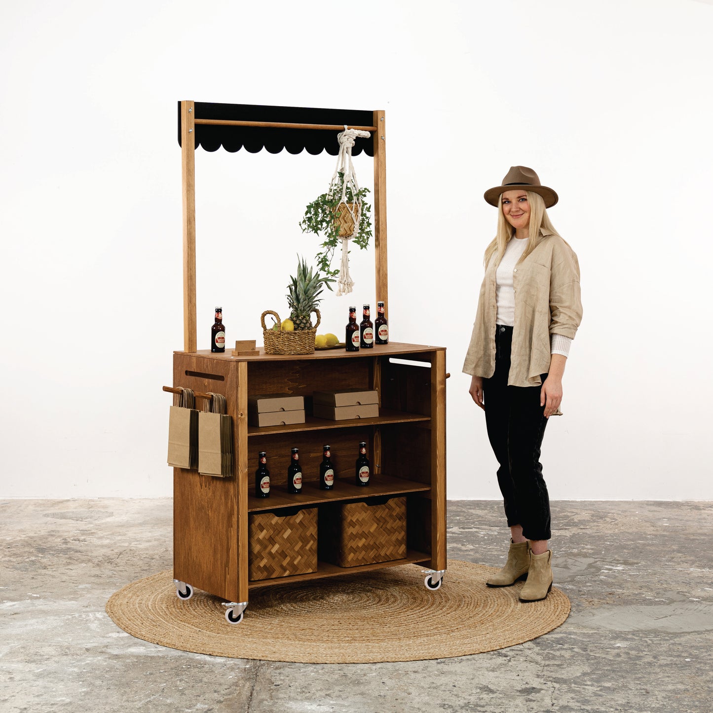 Kiosk Cart VC-16-W-E-CF | coffee and black color
