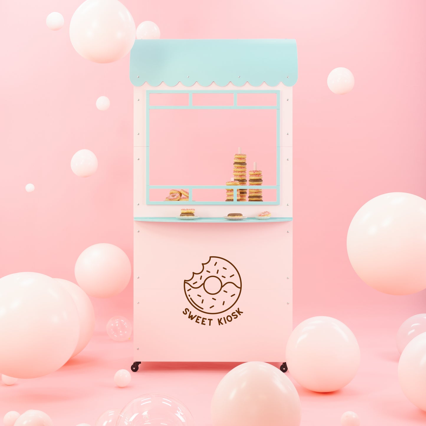 Collapsible mobile catering kiosk with branded front panel