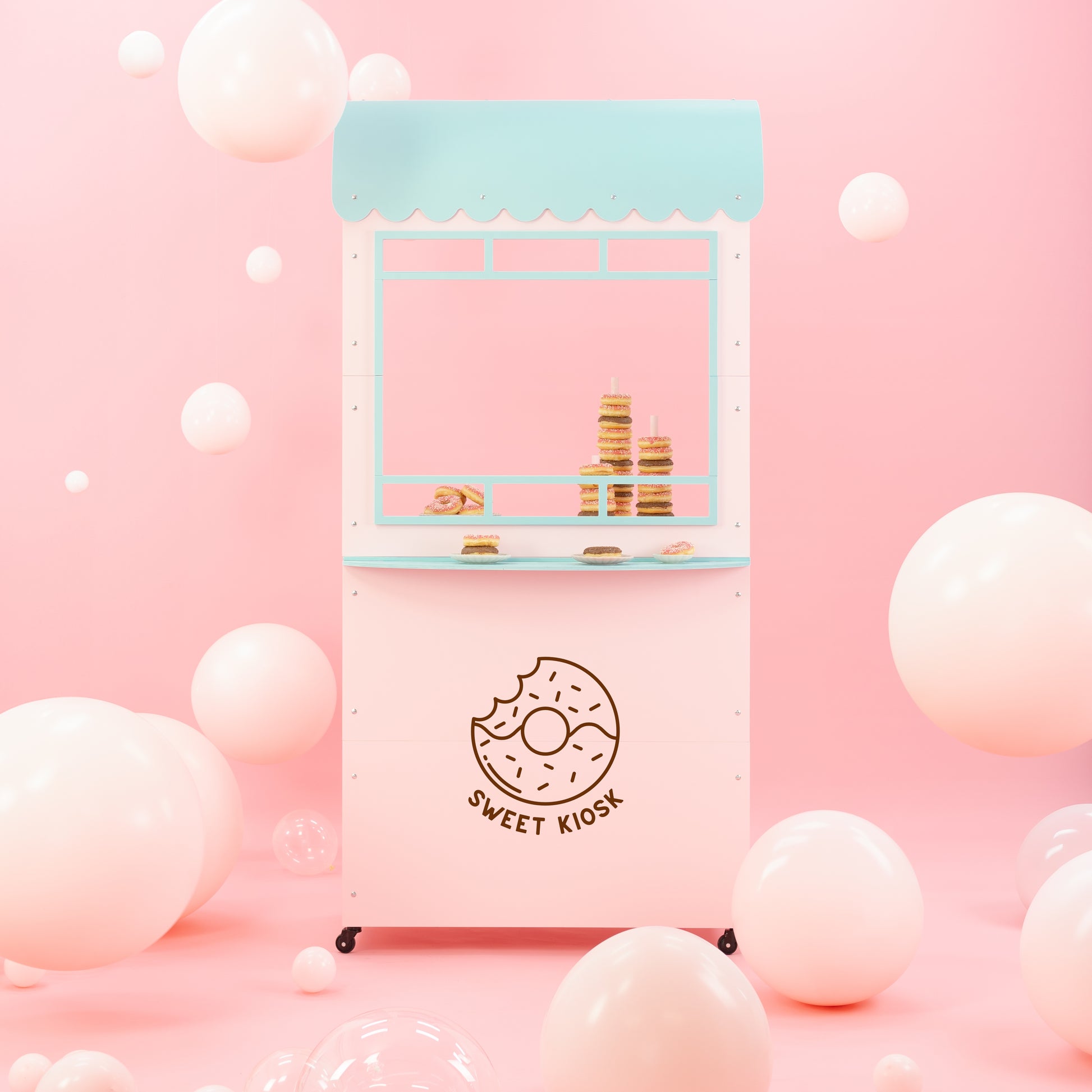 Collapsible mobile catering kiosk with branded front panel
