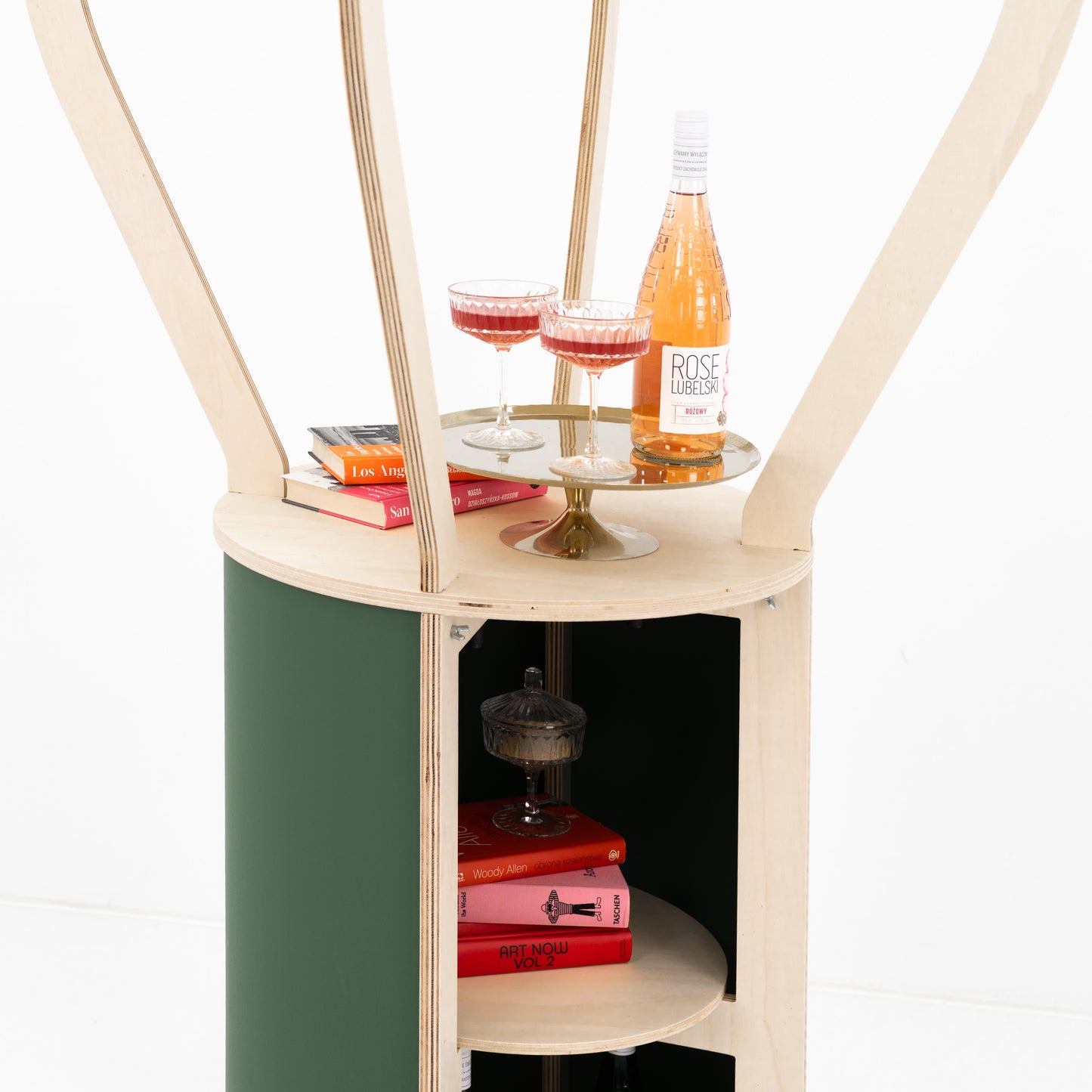 Lightweight wooden event cart with lockable wheels
