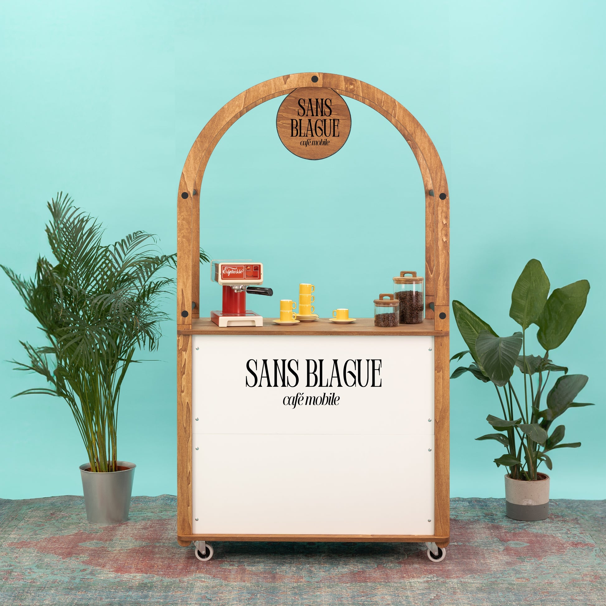 Bistro trolley snack and beverage station at a pop-up event