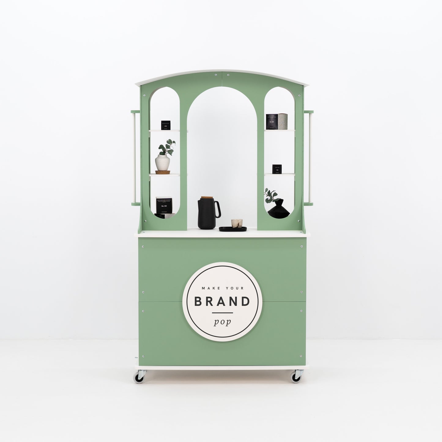 branded display unit for product storytelling and visual merchandising
