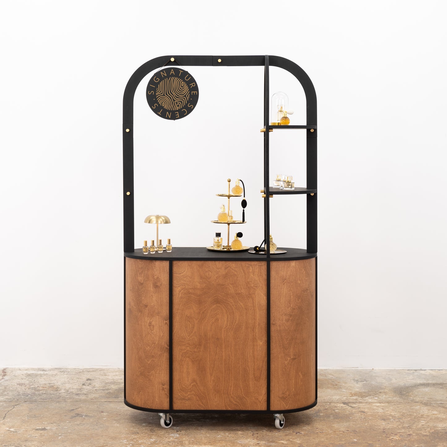 Elegant mobile cart for hospitality and trade shows