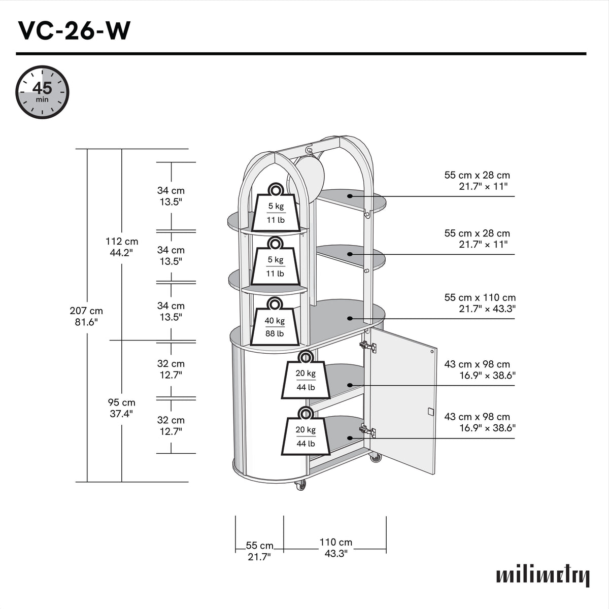 VC-26-W-ML dimensions