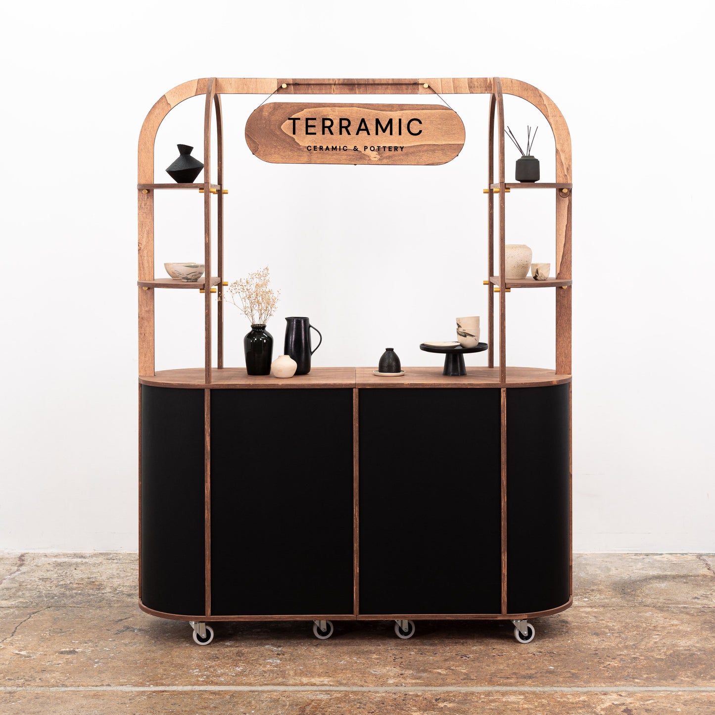 VC-29 cart with fresh flower displays, ideal for mobile flower shops or event florals, showing its elegant and functional design.