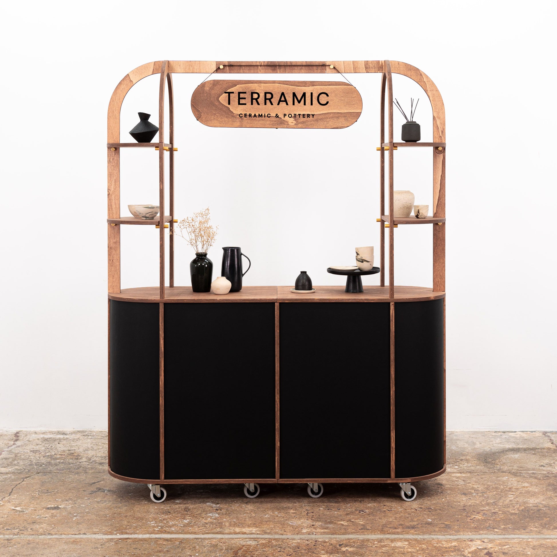 VC-29 cart with fresh flower displays, ideal for mobile flower shops or event florals, showing its elegant and functional design.