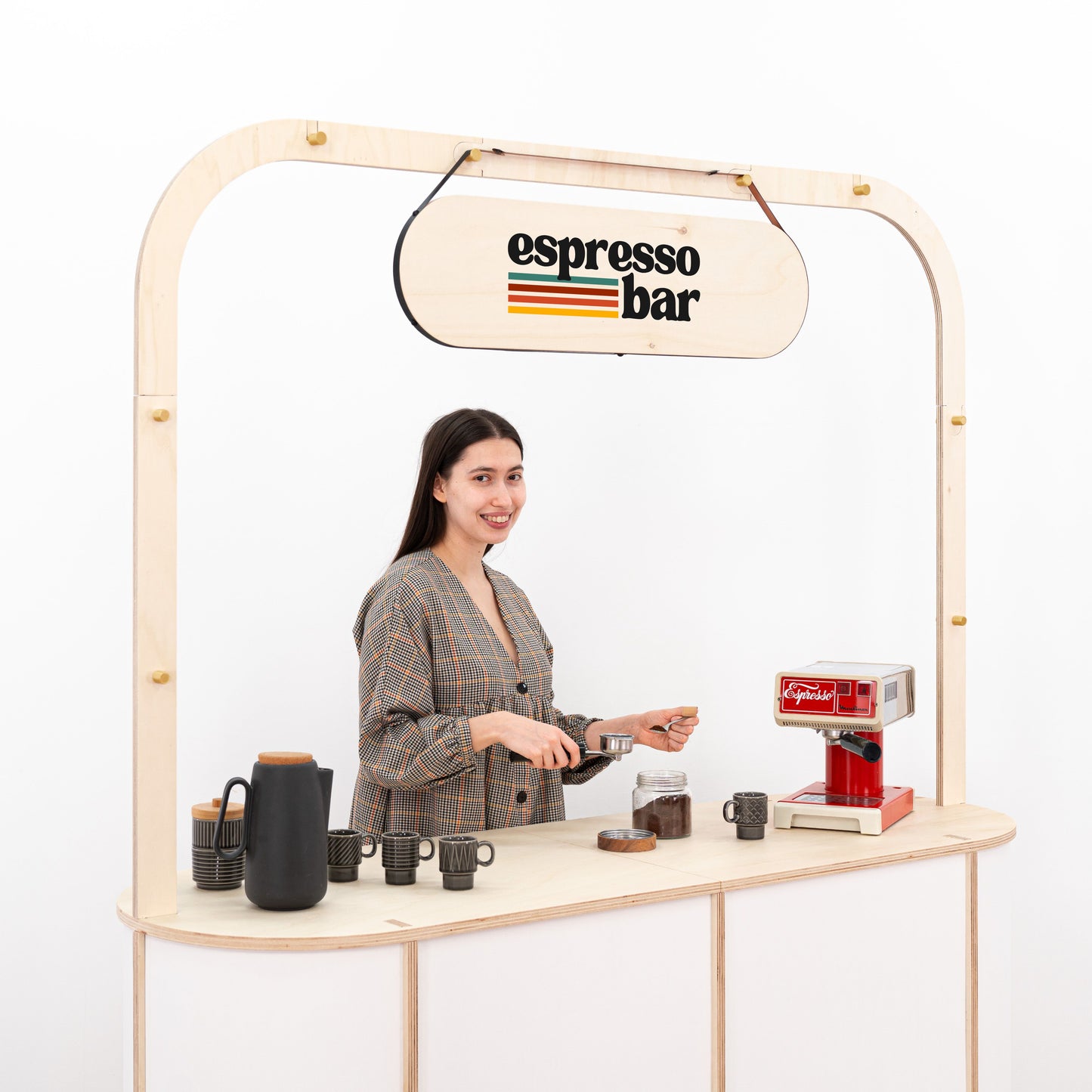 The VC-29 cart with a natural wooden finish, highlighting its elegant design that fits seamlessly in upscale event spaces.