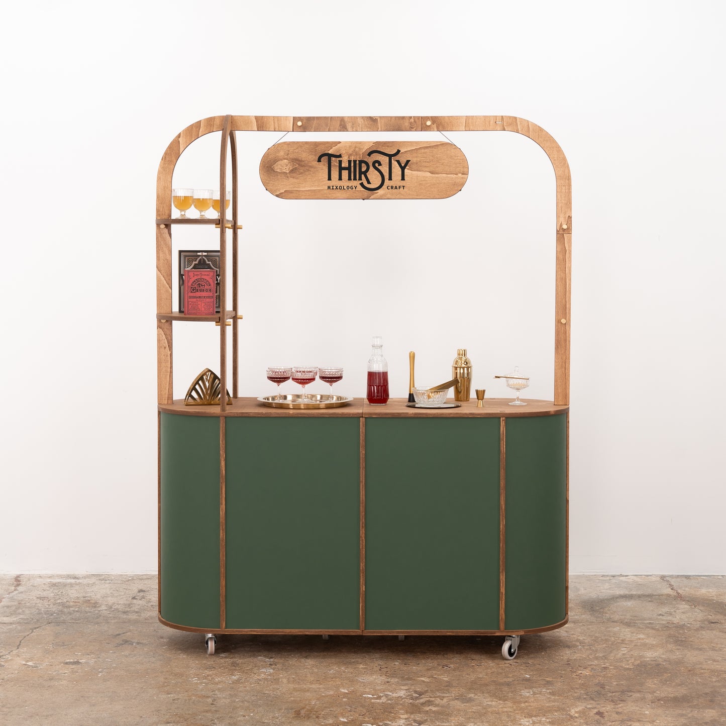 VC-29 cart set up at a wedding reception as a beverage station or cocktail bar, ideal for serving wine, prosecco, or craft cocktails.