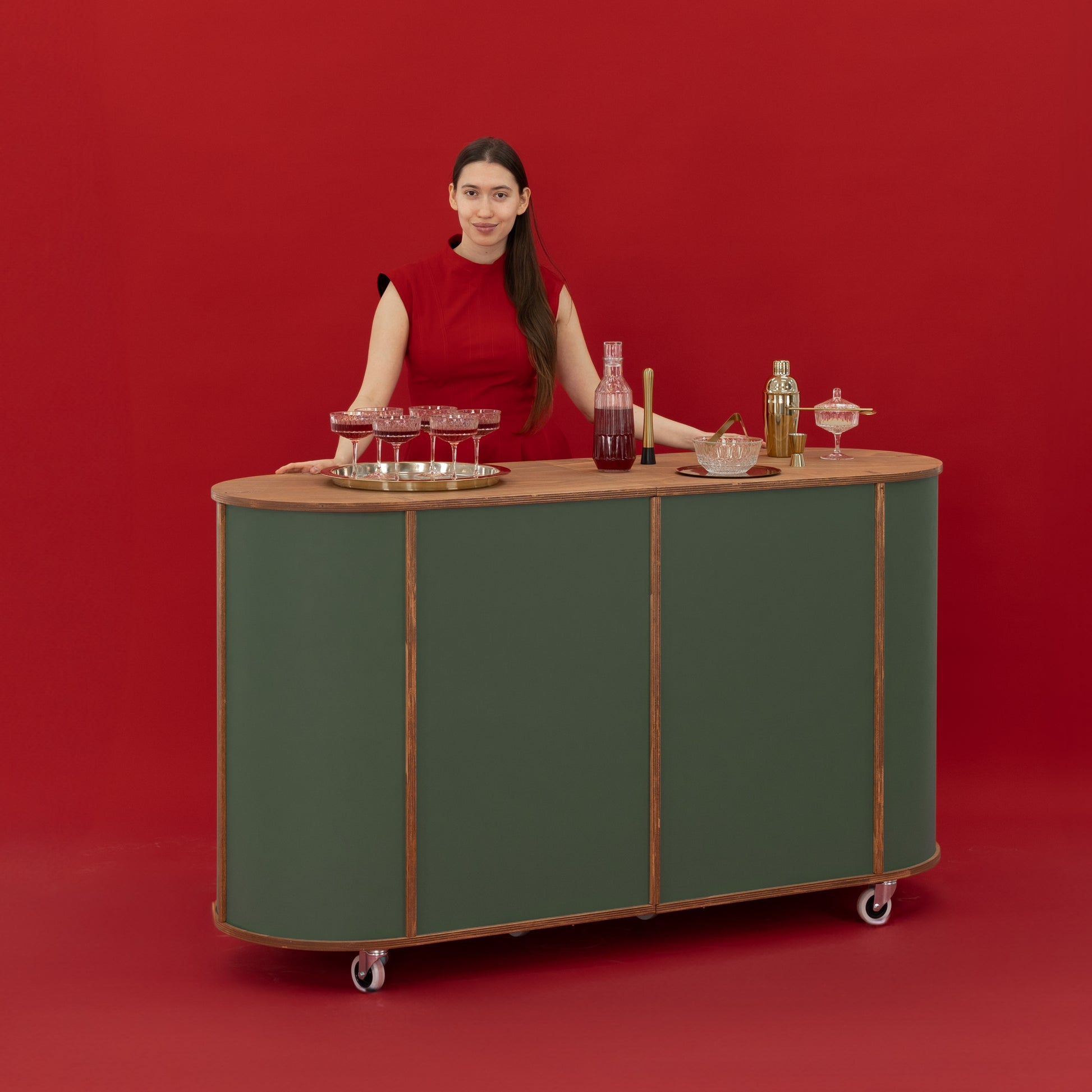 VC-29 cart showcasing food platters like cheese boards and appetizers, ideal for catering events or buffets.