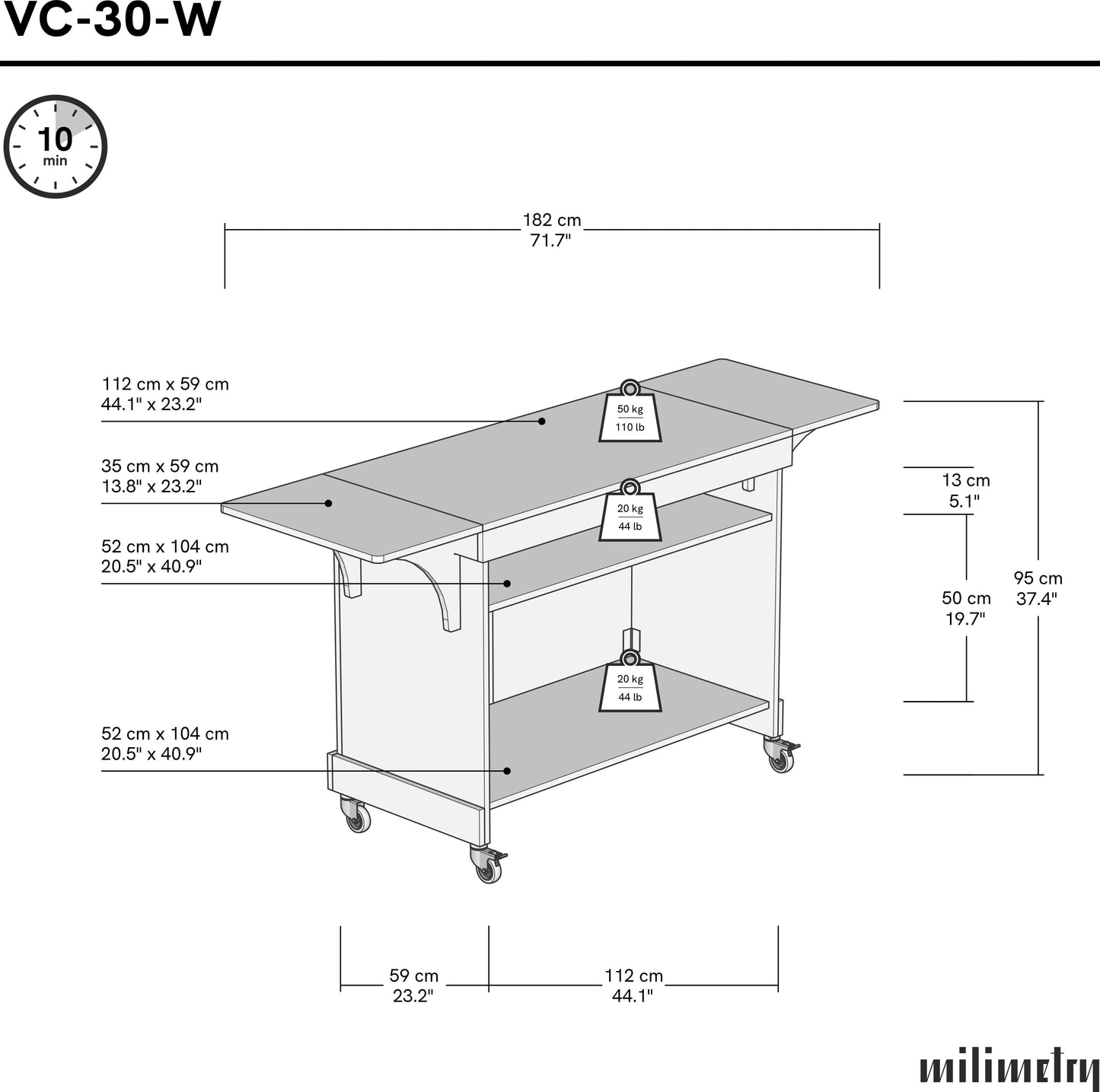 Foldable Event Cart VC-30-W-ML | Custom color