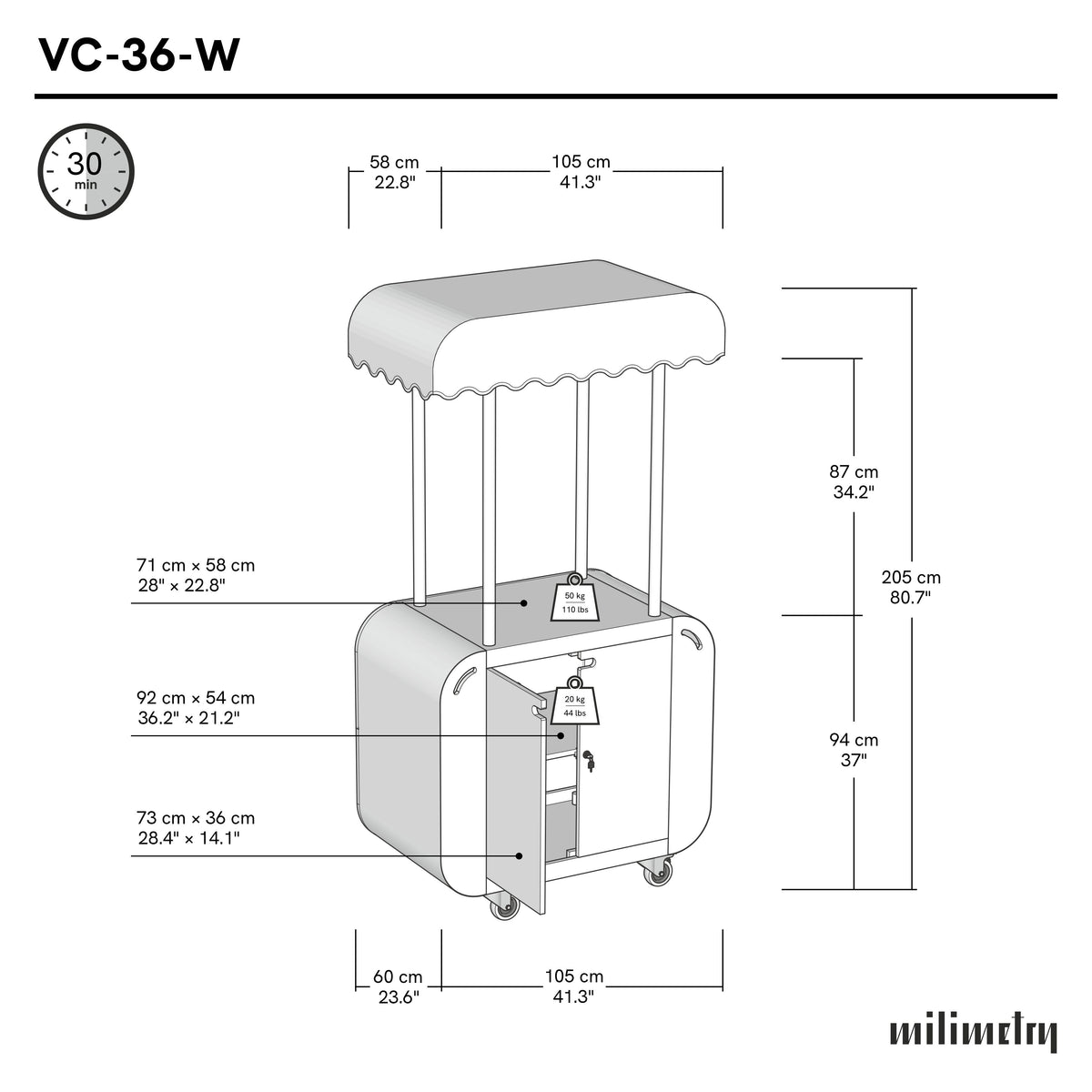 VC-36-W-ML dimensions